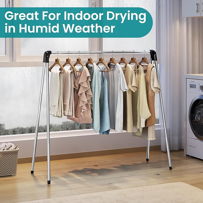 APEXCHASER Foldable Clothes Drying Rack, 55'' Collapsible Laundry Clothes Airer Width Heavy Duty Hanger for Sweaters Baby Clothes Towels Portable Indoor Outdoor for Home Travel-CubbioJoy