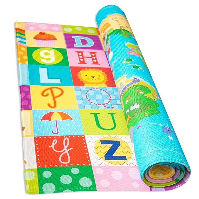 Baby Care Play Mat (Large, Playful - Magical Island) 82'' x 55'' Original One-Piece Reversible Rollable Waterproof Play Mat for Infants, Babies, Toddler, and Kids-CubbioJoy
