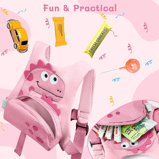 Dr.meter 3 in 1 Toddler Harness Leash + 8.2ft Anti Lost Wrist Link, Cute Dinosaur Kids Anti Lost Leash with Key Lock, Child Walking Harness for Parent Boys Girls Keep Kids Close, Travel Essensials-CubbioJoy