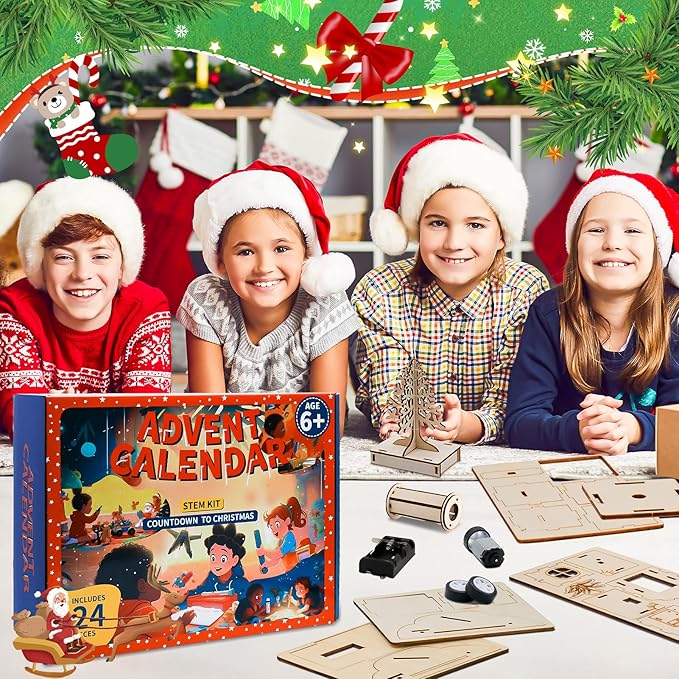 Advent Calendar 2024 Kids Boys - Christmas Advent Calendar Science STEM Kit for Kids - 24 Days of Christmas Countdown Toys Xmas Surprise Gift Christmas Party Favors Kids Teens-CubbioJoy