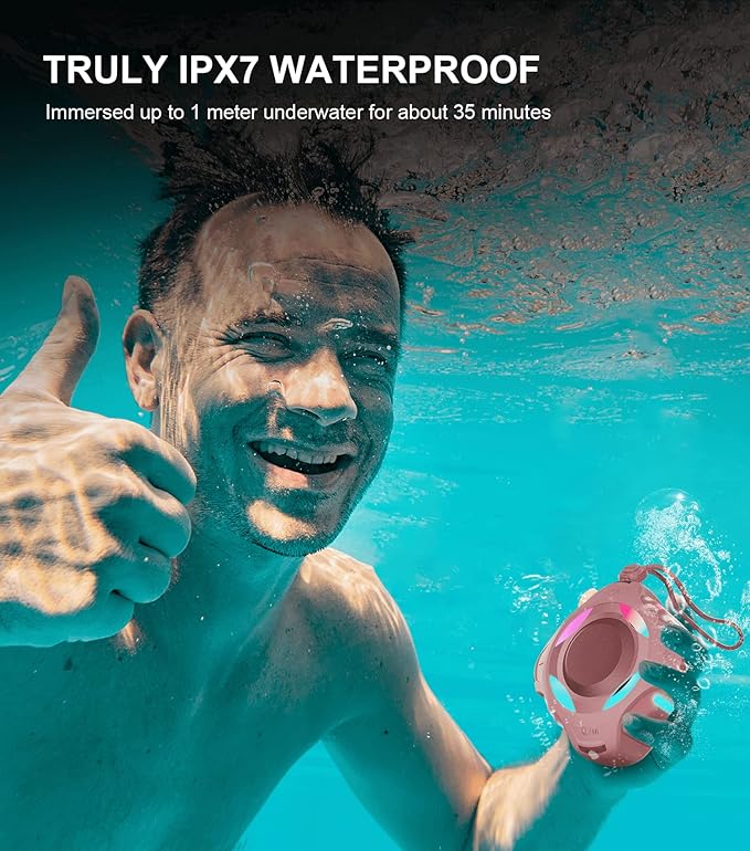 comiso Bluetooth Shower Speaker, Waterproof Bluetooth Speakers IPX7, Floating 2000mAh, Portable Wireless Speaker with LED Light, Loud HD Sound and Bass for Travel Beach Pool, Camping, Ideal Gifts.-CubbioJoy
