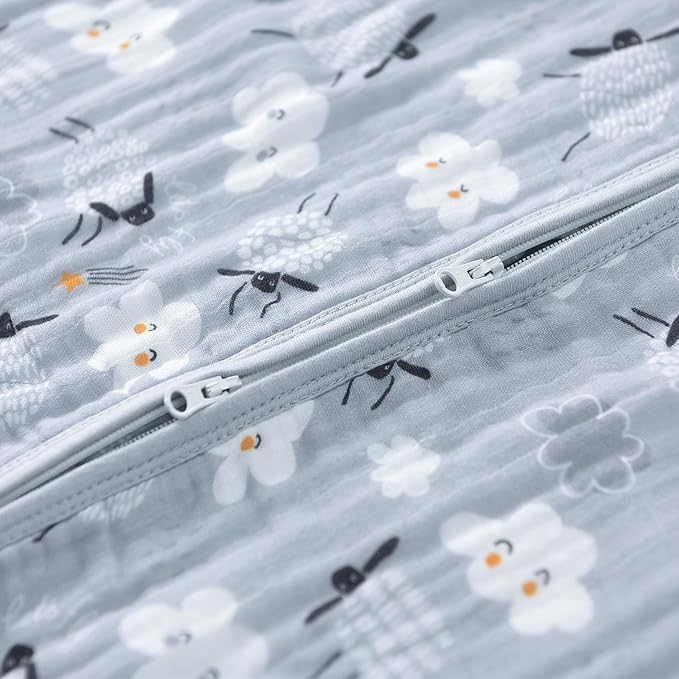Baby Sleep Sack 2-4 T Baby Wearable Blanket 100% Organic Cotton 0.5 TOG Toddler Sleep Sacks 2- Way Zipper Soft 4 Layers 2T 3T 4T Sheep-CubbioJoy