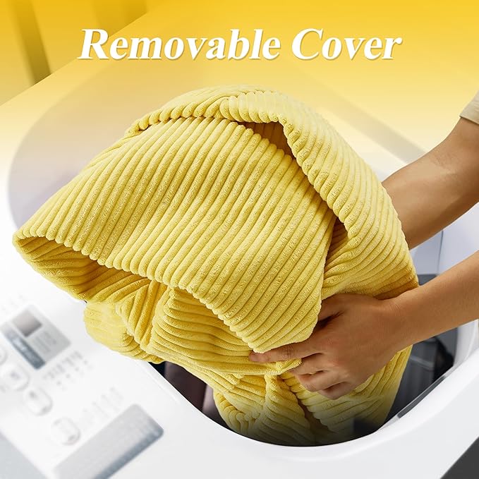 3.5FT Bean Bag Chairs Teardrop Bean Bag Chair for Adults Beanbag Chair with Memory Foam Filled Machine Washable Cover for Living Room, Bedroom (Large,Yellow)-CubbioJoy