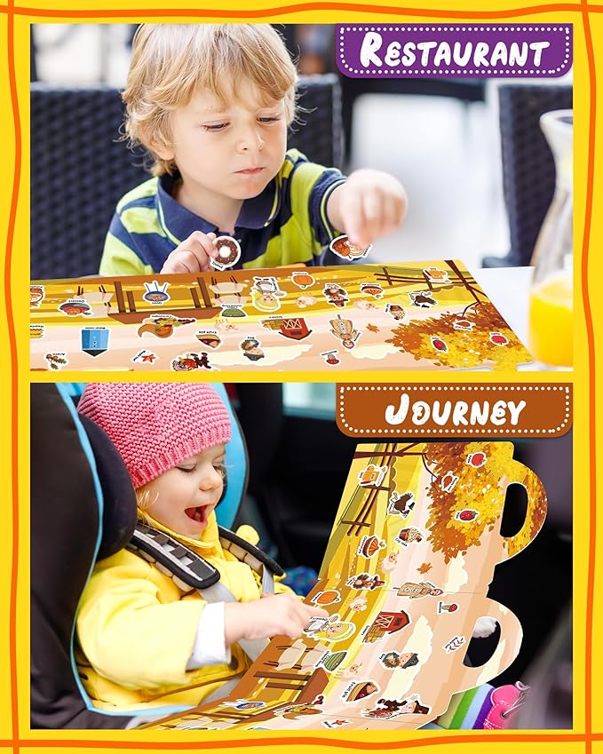 Benresive Reusable Sticker Books for Kids 2-4, Sticker Books for Toddlers 1-3 2-4, Toddler Travel Toys Activities Crafts Gifts - Thanksgiving-CubbioJoy