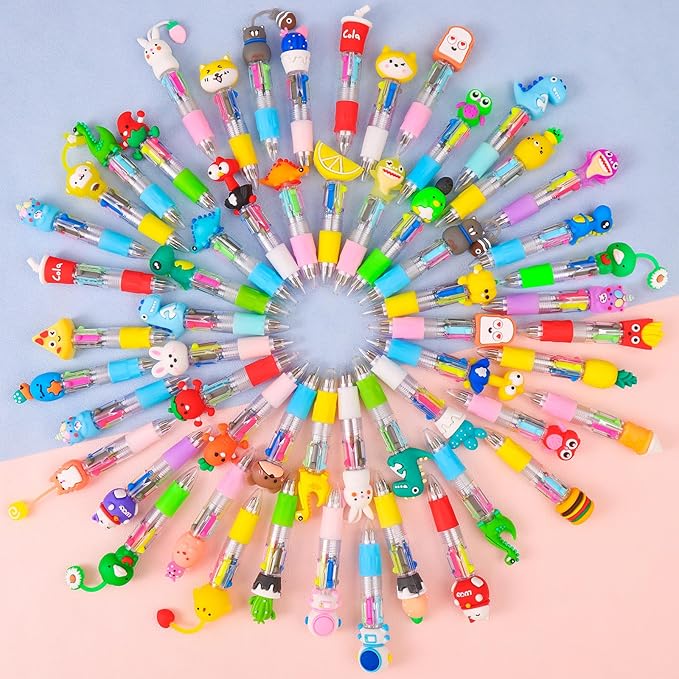 200Pcs Mini Multicolor Pens in One 4-in-1 Cute Pens Bulk for Kids, Ballpoint Pen for Birthdays and Children's Parties, Fun Gifts Assorted Ink Kawaii Pen-CubbioJoy