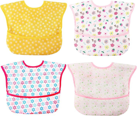 Baby bibs Waterproof Toddler bib - Feeding bib with Pocket for Infant Boy Girl Washable 6-36M-CubbioJoy