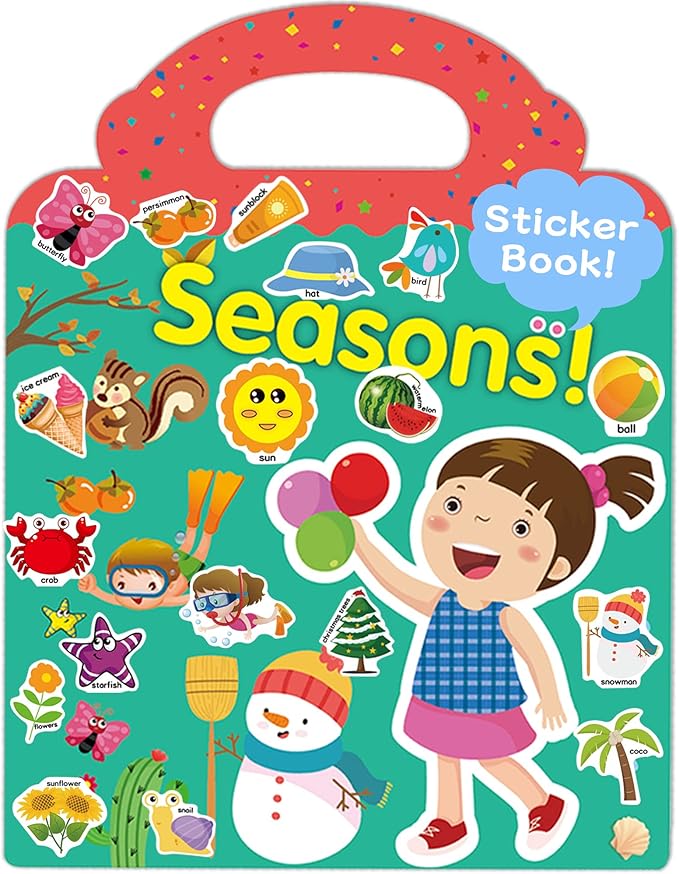 Benresive Reusable Sticker Book for Toddlers 2-4 Years, Fun Travel Stickers for Kids, Waterproof Sticker Books for Toddlers 1-3, Crafts Activities for Todddlers 1-3 2-4 3-5 - Season-CubbioJoy