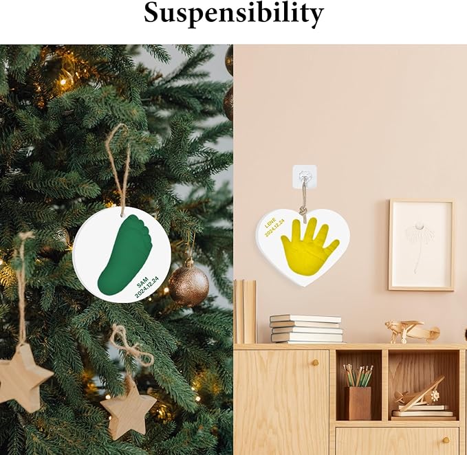 Baby Handprint Footprint Keepsake Ornament Kit, Personalized Baby Foot Printing Kit for Newborn Clay Impression Handmade DIY Imagination to Create-CubbioJoy