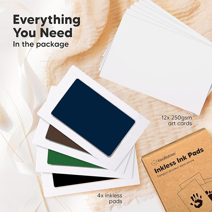 4-Pack Inkless Baby Hand and Footprint Kit - Mess Free Ink Pad for Newborn Keepsake, Dog Nose & Paw Print Kit, Clean Touch Ink Pad for Baby Hand & Footprints, Ideal New Mom Gifts (Midnights)-CubbioJoy