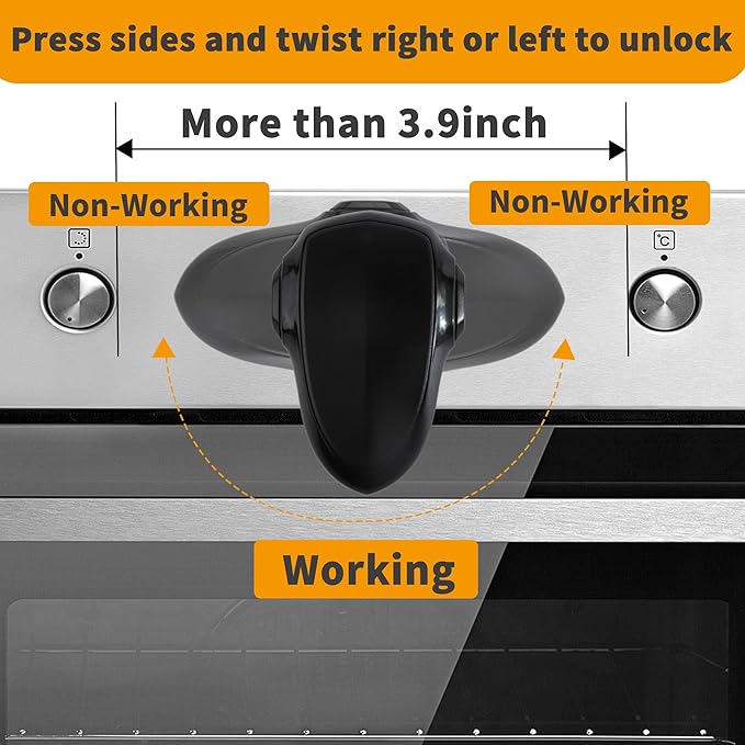 5 + 1 Packs Stove Knob Safety Covers for Child, Childproof Oven Door Lock, Baby Proofing Kitchen Gas Range Oven Knobs Locks, Black-CubbioJoy