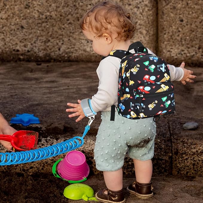 Accmor Toddler Harness Backpack Leash, Cute Excavator Kids Backpack with Anti Lost Wrist Link, Mini Child Backpack Wristband Tether Strap and Protection Leashes for Boys Aged 1-3 Years-CubbioJoy