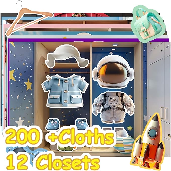 Dino Fun Animal Dress-up Sticker Book for Kids, Reusable Sticker Book for Toddlers 2-4 Years,12 Animals+Over 200 Cloths & Accessories,Sticker Dress up - Removable Sticker Activity Book for Girls-CubbioJoy