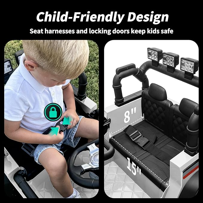12V Kids Ride on Car Truck, Kids Electric Vehicles Car Ride on Toy for Toddlers 3-5 with Remote Control - White-CubbioJoy