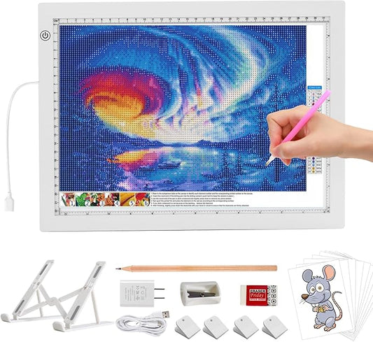 A4 LED Light Box for Tracing, elice Artist Drawing Lightbox Light Table Light Pad Light Copy Board, Up to 8000 Lux Super Bright Lightpad for Cricut Weeding Vinyl, Diamond Painting, Sketching (White)-CubbioJoy