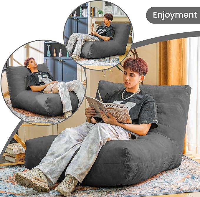 Bean Bag Chair Lazy Bean Bag Sofa, Floor Beanbag Chairs with Stuffed High-Density Foam, Memory Foam Bean Bag Sofa for Living Room, Bedroom and Office-CubbioJoy