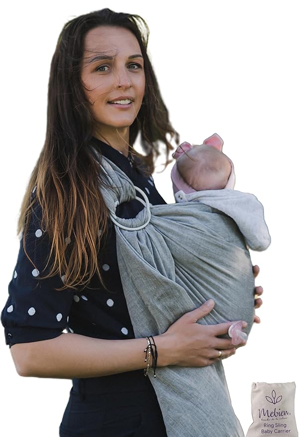 Baby Sling Carrier – Breathable 100% Cotton Wrap for Infant Support, Ring Sling Baby Carrier – Adjustable Muslin Fabric, Baby Carrier Newborn to Toddler – Soft Chest Hold for Travel Dark Grey-CubbioJoy