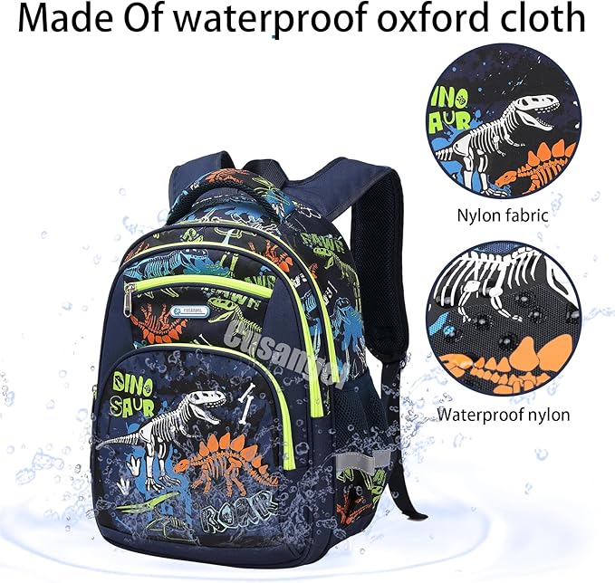 Cusangel Backpack for Boys Girls School Bookbags,Kindergarten Elementary Middle School Lightweight Waterproof Multifunctional Large Capacity for Backpack (17inch Luminous dinosaur)-CubbioJoy