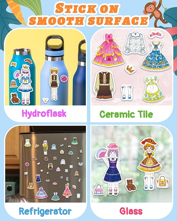 Benresive Reusable Sticker Book for Toddlers 2-4 Years, Fun Travel Stickers for Kids, Waterproof Sticker Books for Toddlers 1-3, Crafts Activities for Todddlers 1-3 2-4 3-5 - Dress Up-CubbioJoy