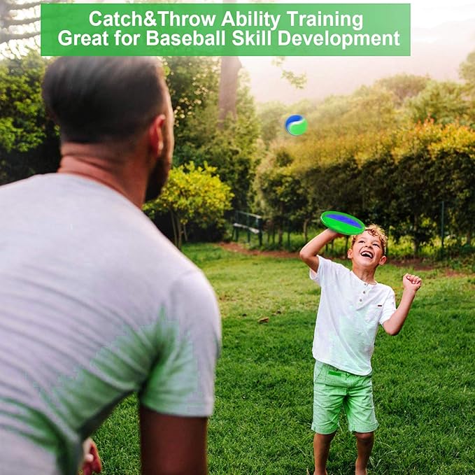 Jalunth Ball Catch Set Game Toss Paddle - Beach Toys Back Yard Outdoor Games Pool Lawn Backyard Throw Catch Sticky Set Age 3 4 5 6 7 8 9 10 11 12 Years Old Boys Girls Kids Adults Family Easter Gifts-CubbioJoy