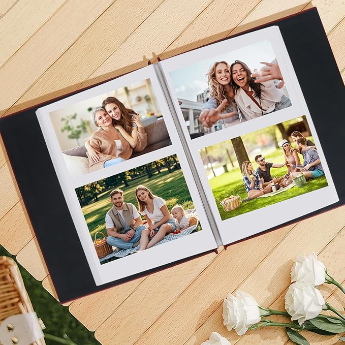 Inspirational Leather Photo Album,Magnetic Self-Stick Page Photo Album,Family Album,Hand Made DIY Albums Holds 3x5, 4x6, 5x7, 6x8 Photos (brown-always remember)-CubbioJoy