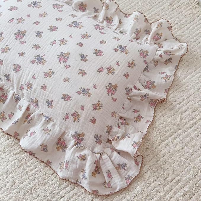 BuLuTu Tuberose Floral Themed Pillow Covers Standard Size for Kids Toddler/Twin Bed, Soft Breathable Children Pillowcases for Daycare & Travel, Enveloped, 20"x26", Machine Washable-CubbioJoy