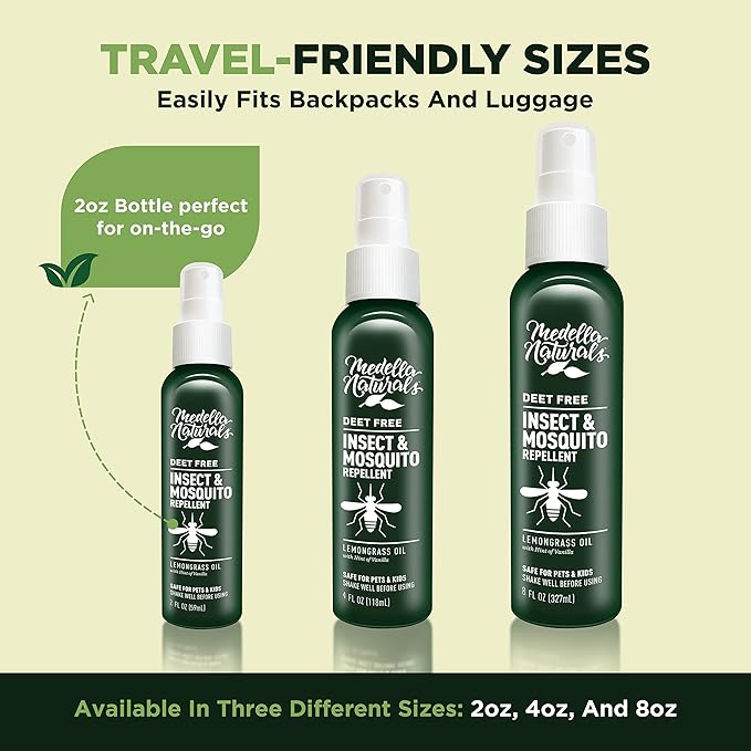 Deet-Free Insect & Mosquito Repellent Pack of 2 (4 oz) – Nice Smelling Insect Repellent with Lemongrass Oil Safe for Pets and Kids – Bug Spray Against Mosquitoes, Gnats, Black Flies, and No-See-ums-CubbioJoy