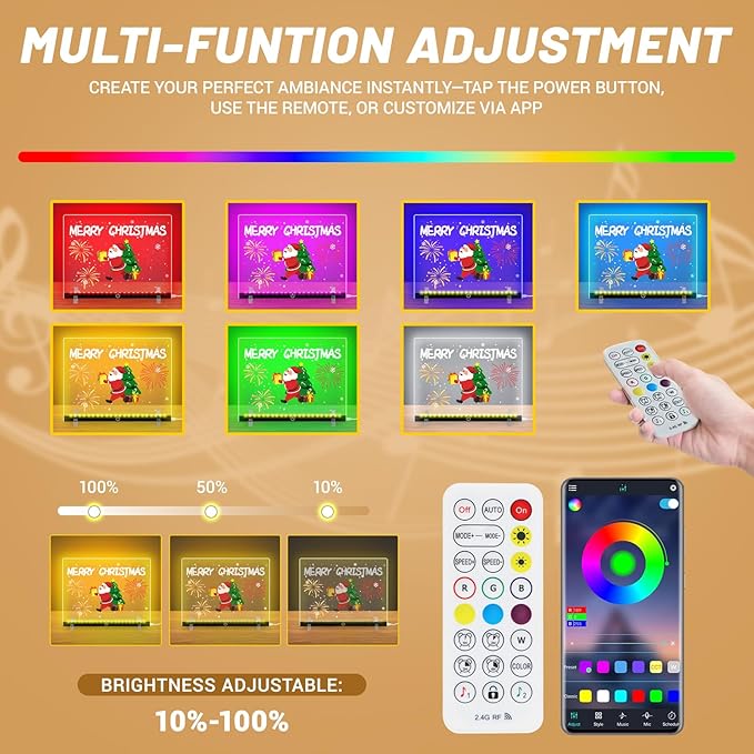 Doodle Glow, LED Note Board with Colors, 14.1"x10.9" Wooshneesham Acrylic Dry Erase Board, 16M-Color LED Light-Up Memo w/Music Sync, APP & Remote, Stand & 7 Markers, Battery Case, Neon Glow (Black)-CubbioJoy