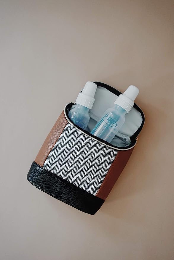Itzy Ritzy Insulated Bottle Bag – Keeps Bottles Warm or Cool - Holds 3 Bottles & Features Interior Pocket For Ice Pack (Not Included), Coffee and Cream-CubbioJoy