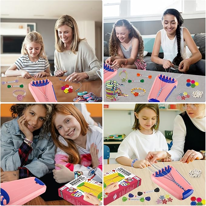 Arts and Crafts for Kids Ages 8-12,Friendship Bracelet Making Kit for Girl,Kids Jewelry Making Kit with 28 Pre-Cut Threads,Christmas Birthday Gifts for Ages 6 7 8 9 10 11 12 Year Old Dark Blue-CubbioJoy