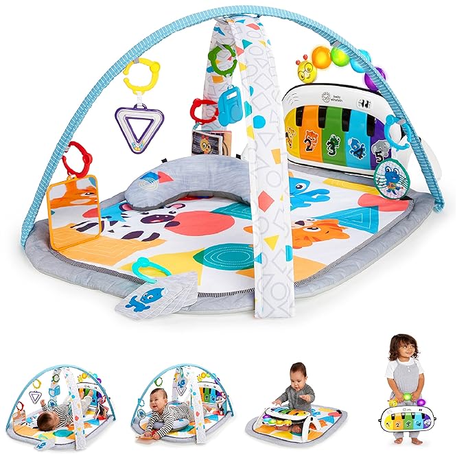 Baby Einstein 4-in-1 Kickin' Tunes Music and Language Play Gym and Piano Tummy Time Activity Mat-CubbioJoy