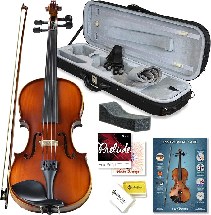 Bunnel Pupil Violin Outfit 1/8 Size Clearance By Kennedy Violins - Carrying Case and Accessories Included - Solid Maple Wood and Ebony Fittings RB300-CubbioJoy