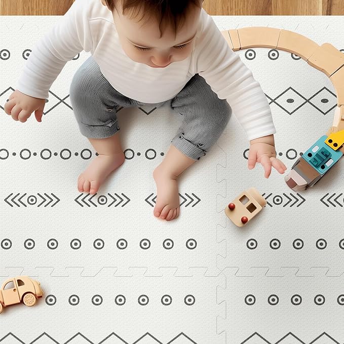 Baby Foam Play Mat, PIGLOG 72x48 Baby Crawling Mat, Floor Mats for Kids for Infants with Interlocking Floor Tiles, Toddler Playmats for Indoor and Outdoor, Easy to Clean Playroom Mats, Bohemia-CubbioJoy