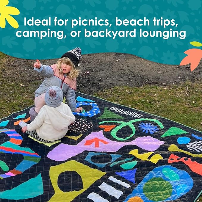 Jumbo Picnic Rug, Large Picnic Mat, 6'7" x 6'7", Outdoor Waterproof Picnic Blanket Beach Mat, Foldable & Waterproof, Picnic Blankets Ideal for Beach & Park, Outdoor Blanket, Rock Candy-CubbioJoy