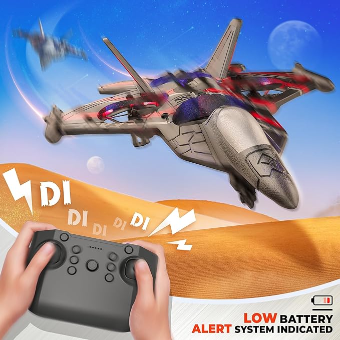 BEZGAR Drones for Kids | 2.4GHZ RC Plane, Remote Control Airplane, RC Helicopter, 360° Flip Fighter Jet Toy, Toys for ages 8-13 with Colorful LED Navigation Lights Red-CubbioJoy