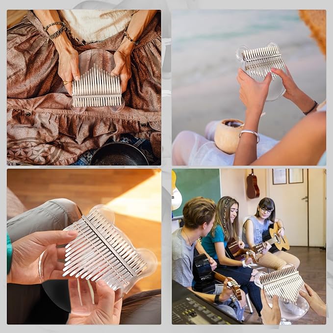 Acrylic Kalimba Thumb Piano,YUNDIE Portable 17/21 Keys Mbira Crystal Finger Piano, Musical Instruments Birthday Gift for Kid Adult Beginners Professional(Clear) (21 Keys)-CubbioJoy