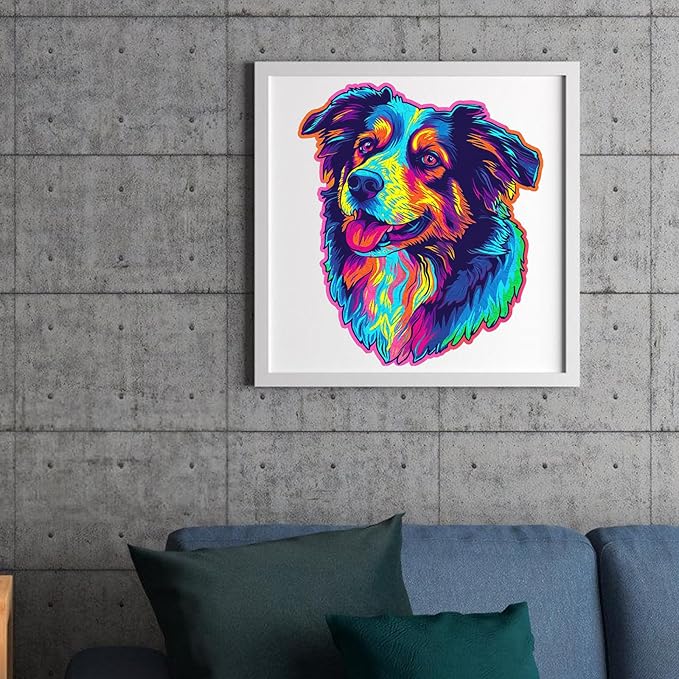 Australian Shepherd Dogs Wooden Puzzle 500pcs Stained Colorful Art Painting Wooden Puzzle for Kids Adults, Birthday Mother's Father's Day Christmas for Dad Mom Son Daughter(14.9 * 17.1in)-CubbioJoy