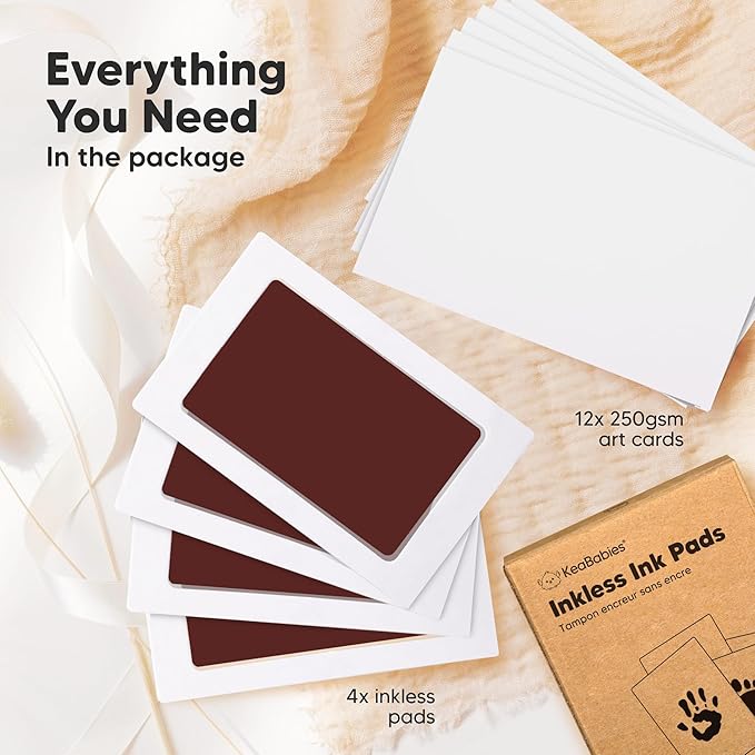 4-Pack Inkless Baby Hand and Footprint Kit - Mess Free Ink Pad for Newborn Keepsake, Dog Nose & Paw Print Kit, Clean Touch Ink Pad for Baby Hand & Footprints, Ideal New Mom Gifts (Auburn)-CubbioJoy