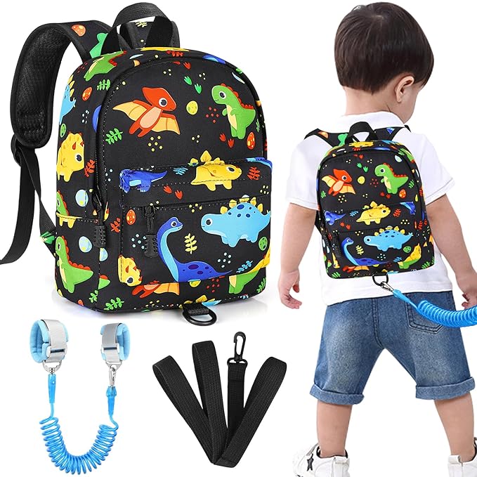 Accmor Toddler Backpack Leash, Cute Kids Backpack with Anti Lost Wrist Link, Mini Child Backpack Leash Baby Walking Harness for Travel, Small Dinosaur Backpack Tether for Boys Ages 1-3-CubbioJoy