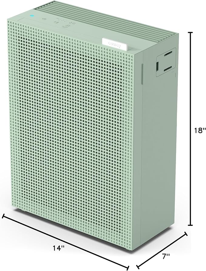 COWAY Air Purifiers for Home Bedroom up to 1,035ft² with Washable Filter, True HEPA Filter for Smoke, Pollen, Dander, Smell Air Purifier with Air Quality Monitor, Auto Mode, 3yr Warranty, 150, Green-CubbioJoy