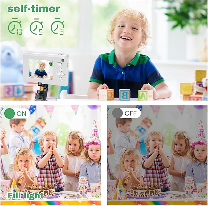 Digital Camera FHD 1080P Video & 8X Digital Zoom - Compact Point and Shoot Digital Camera with 2.4" Screen, 800mAh Rechargeable Battery - Portable Small Camera for Kids Teens Girls Boys(Silver)-CubbioJoy