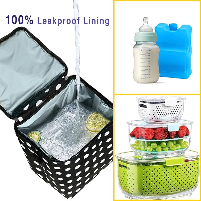 Breastmilk Cooler Bag with Ice Pack Fits 4 Baby Bottles Up to 9 Ounce Insulated Baby Bottle Bag Breast Milk Cooler on The Go with Strap Baby Bottle Cooler Bag for Nursing Mom Daycare or Travel-CubbioJoy