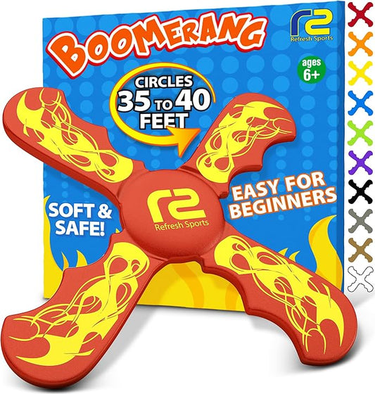 Boomerang for Kids - It Really Does Fly Back - Fun & Easy to Use Toy Gifts for Boys & Girls - Soft Foam Design Allows for Safe Play Perfect Beginner Toy Gift Idea & Kids Boy Birthday Party Activity-CubbioJoy