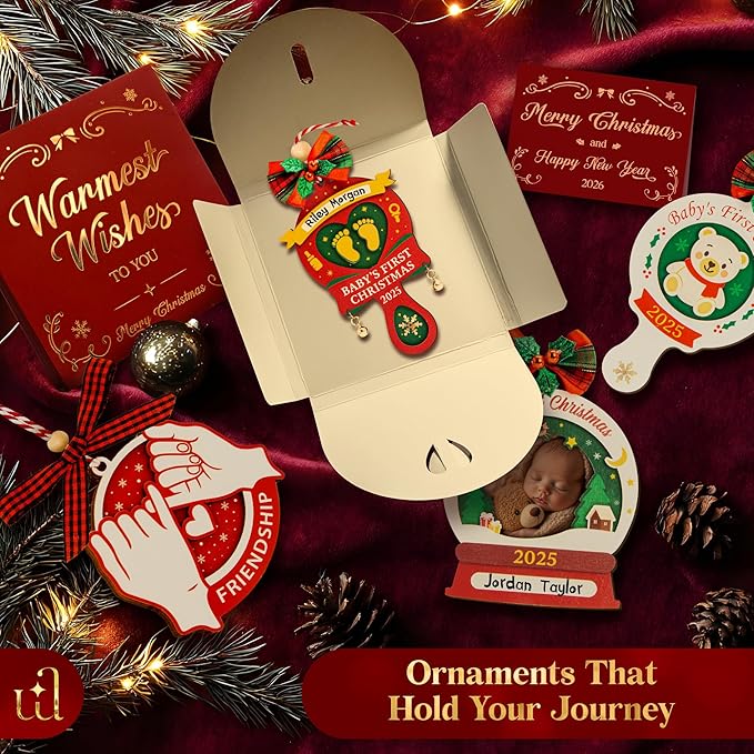 Baby First Christmas Ornament 2025 for Girl Boy - Baby's 1st for Parents, Rattle Newborn Ornament Keepsake Babys First Xmas Ornaments for Xmas Tree Decorations-CubbioJoy