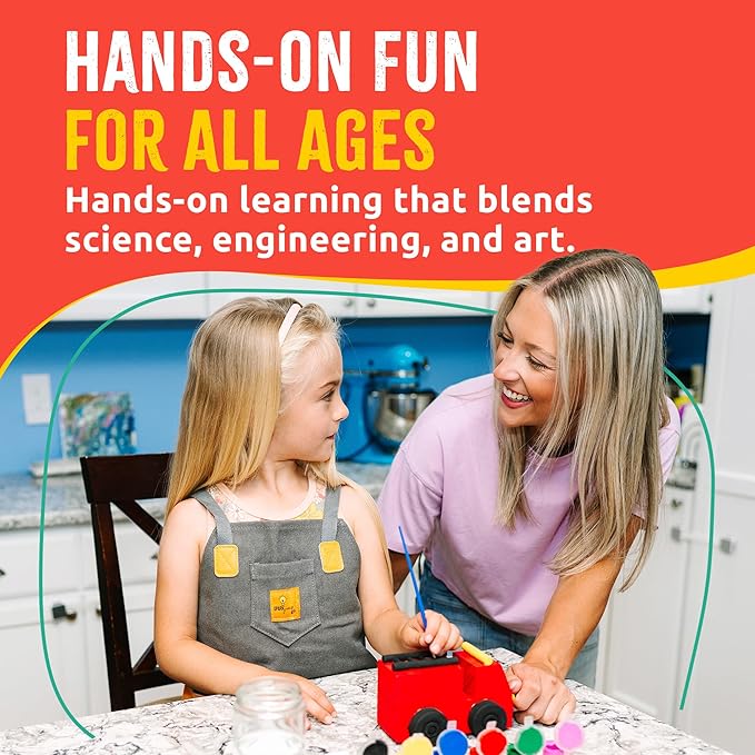 DIY Wood Building Kits, STEM Woodworking Kit for Kids, Creative Fun Craft Projects, Great Gift for Boys & Girls (Wooden Cars, 1-Pack)-CubbioJoy