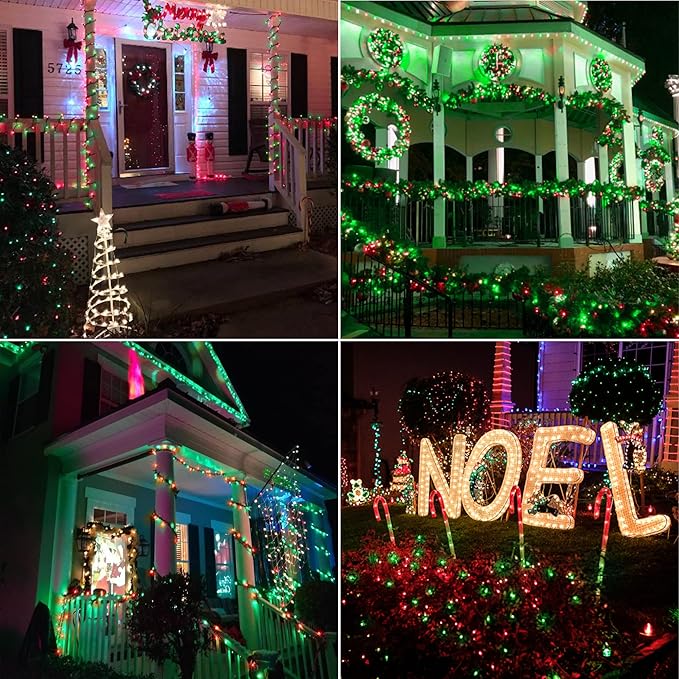 Brizled Red & Green Christmas Lights, 33ft 100 LED Christmas String Lights, 120V UL Certificated Xmas Tree Light Connectable, Mini Xmas Light Set Indoor Outdoor for Holiday Tree Party Home Decor-CubbioJoy