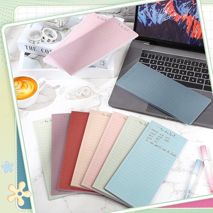 Censen 10 Pack 500 Sheets To Do List Notes Daily Checklist Notepads with 50 Sheets Each Undated Color Memo Pad Block Shopping List Pad Weekly Plan Notepad Organizer Planners(Morandi Color,Frame)-CubbioJoy