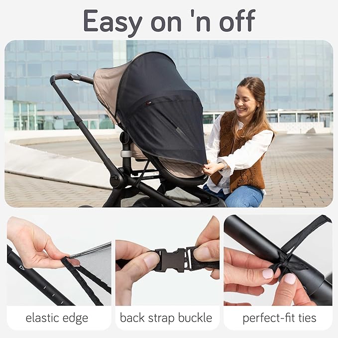 Baby Uma 2-in-1 Mosquito Net for Stroller & Stroller Sun Shade - UPF 50+ Baby Sun Protection, Breathable Blackout Mesh Baby Mosquito Net (+ Travel Bag)-CubbioJoy