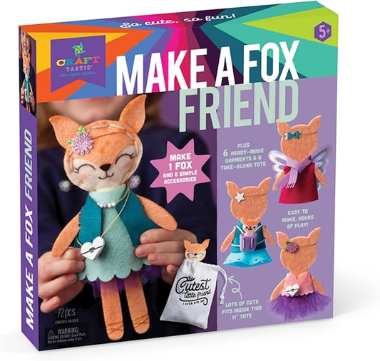 Craft-tastic – Make a Fox Friend Craft Kit – Learn to Make 1 Easy-to-Sew Stuffie with Clothes & Accessories-CubbioJoy