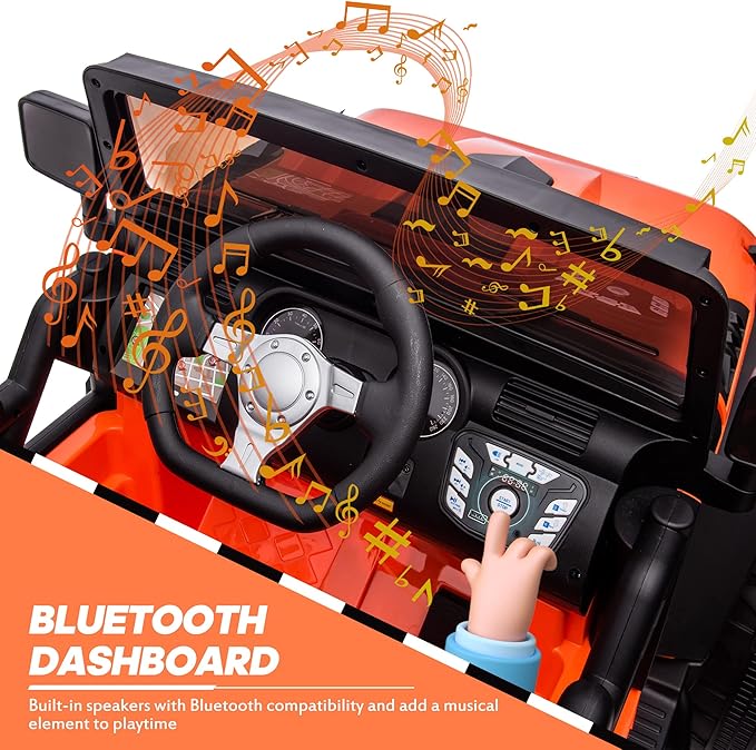 24V 9Ah Ride on Toy for Big Kids, 4WD 2 Seater Ride on Car Truck with Remote Control, 4x200W Motor - Orange-CubbioJoy