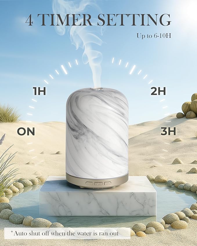 Aromatherapy Diffuser – Ultrasonic Essential Oil Diffuser, Health Night Light, Timer & Auto Shut-Off, BPA-Free, 120ml Diffusers for Home, Office, or Spa-CubbioJoy